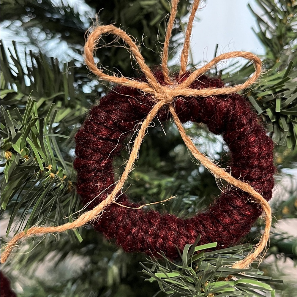 Christmas Ornaments Mini Wreath Farmhouse Country Primitive Bow Handmade Dozen